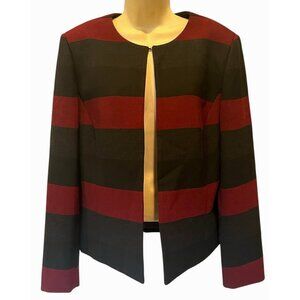 New TAHARI ARTHUR S LEVINE Black Burgundy Stripes Blazer Jacket